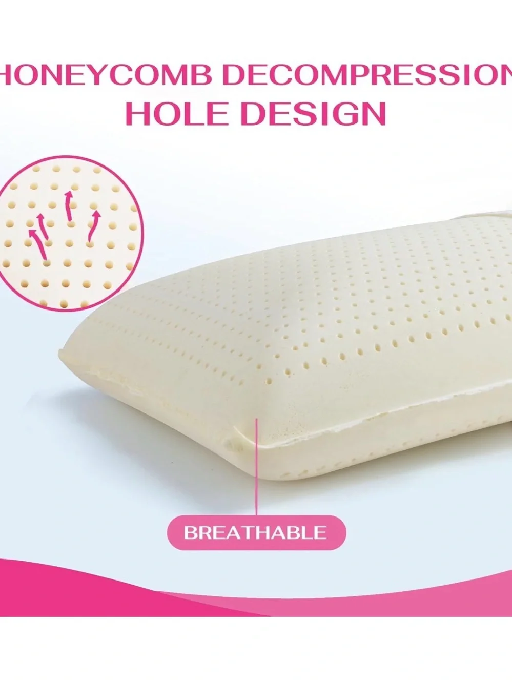 NIB 100% Talaway Natural Latex Pillow-Breathable All Positions Queen Mid Loft